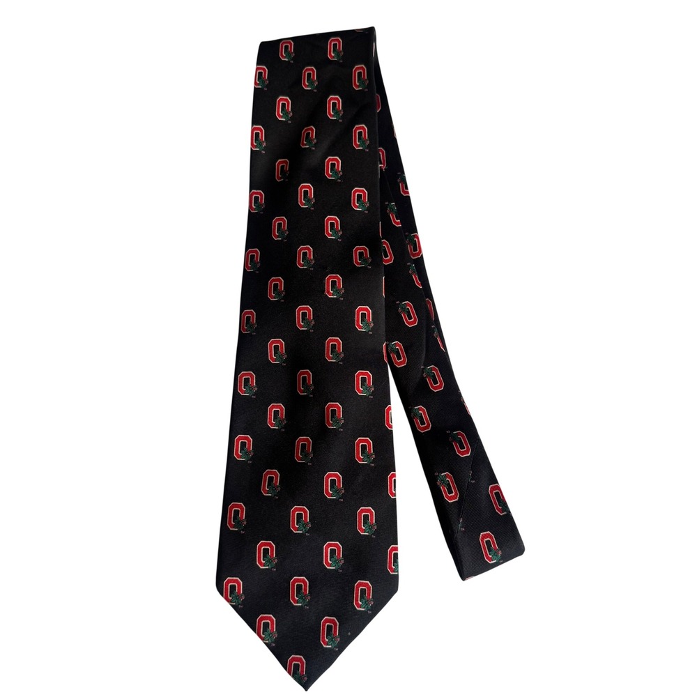 Ohio State Buckeyes Mens Silk Tie Black Block O Logo NCAA Collegiate S. Leob Co.